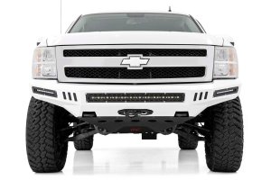 GMC Sierra 1500 Prerunner Bumper with Skid Plate - Front - Rough Country - Pre-Runner Style - Black - '07-'13 GMC Sierra 1500 Prerunner Bumper with Skid Plate - Front - Rough Country - Pre-Runner Style - Black - '07-'13